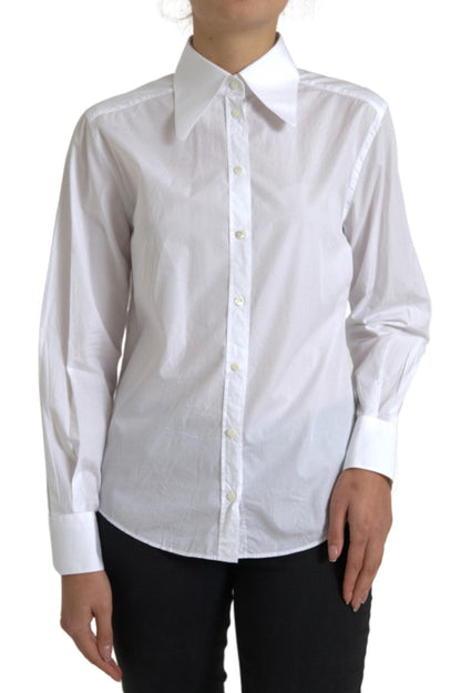 Dolce & Gabbana Elegant White Cotton Collared Top - IT42|M