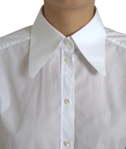 Dolce & Gabbana Elegant White Cotton Collared Top - IT42|M