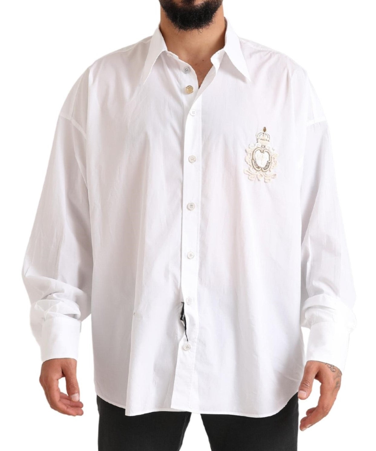 Dolce & Gabbana Elegant White Cotton Formal Shirt - IT41 | L