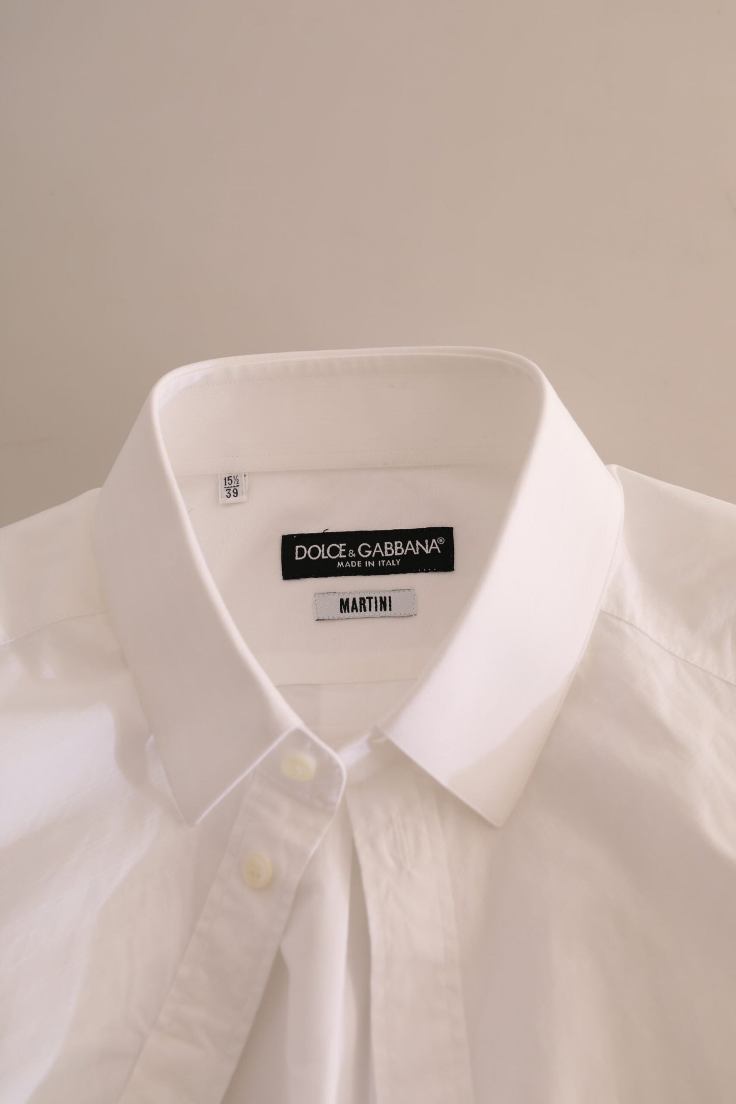 Dolce & Gabbana Elegant White Cotton Martini Dress Shirt - IT39 | S