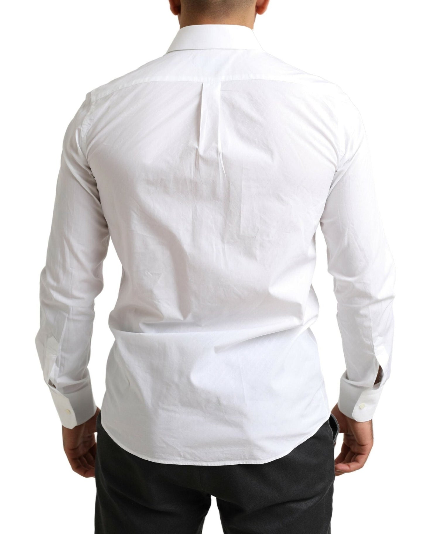 Dolce & Gabbana Elegant White Cotton Martini Dress Shirt - IT39 | S