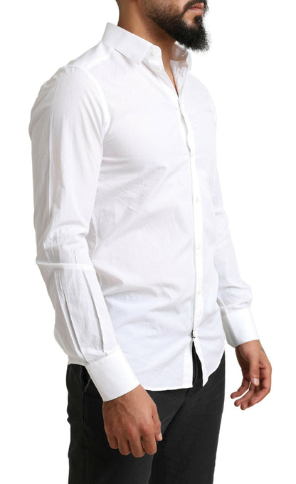 Dolce & Gabbana Elegant White Cotton Martini Dress Shirt - IT39 | S