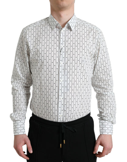 Dolce & Gabbana Elegant White Cotton Slim Fit Dress Shirt - IT39 | S