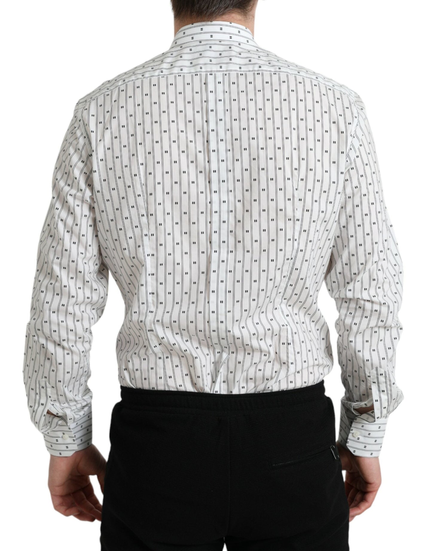 Dolce & Gabbana Elegant White Cotton Slim Fit Dress Shirt - IT39 | S