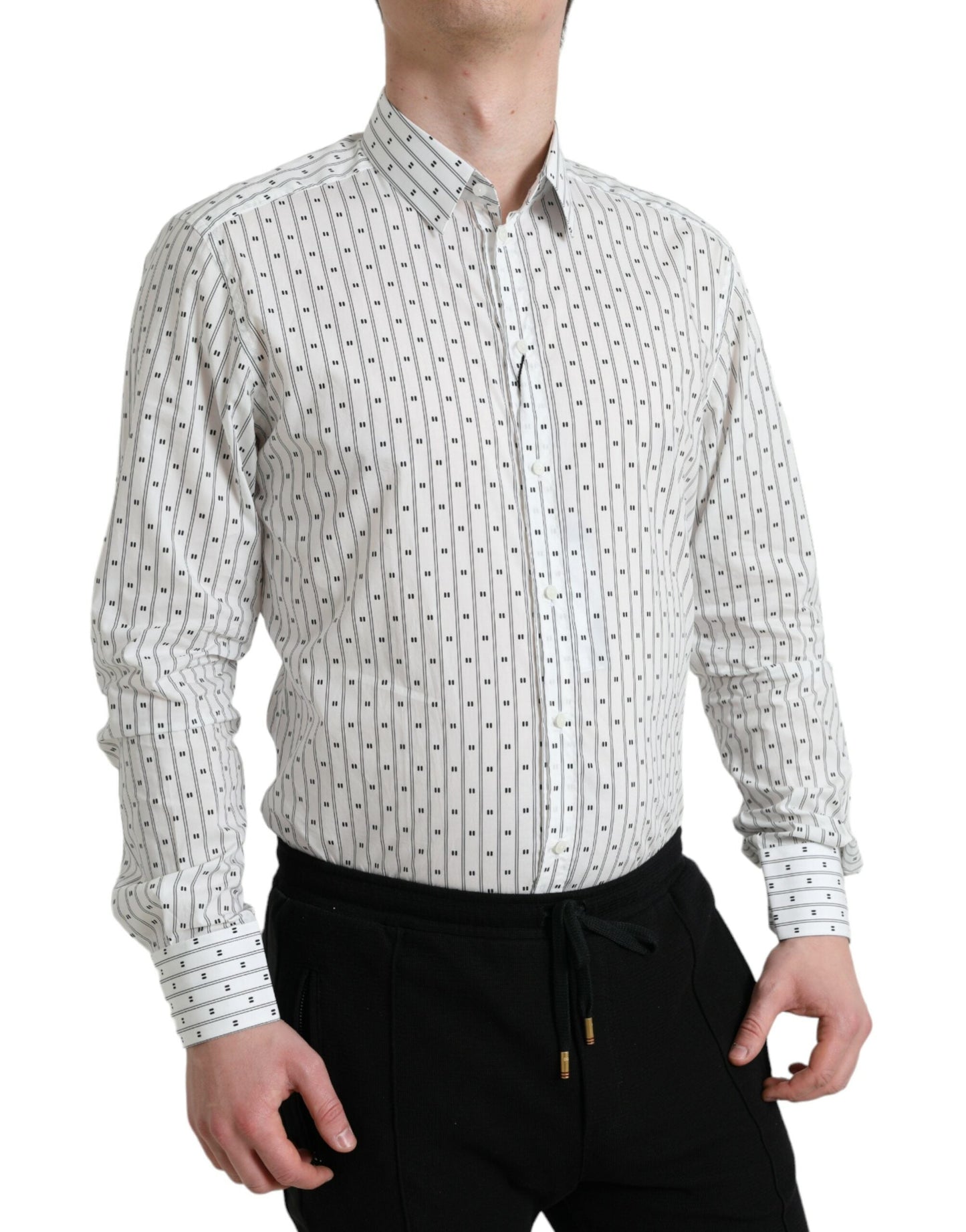 Dolce & Gabbana Elegant White Cotton Slim Fit Dress Shirt - IT39 | S