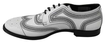 Dolce & Gabbana Elegant White Leather Derby Shoes - EU44/US11