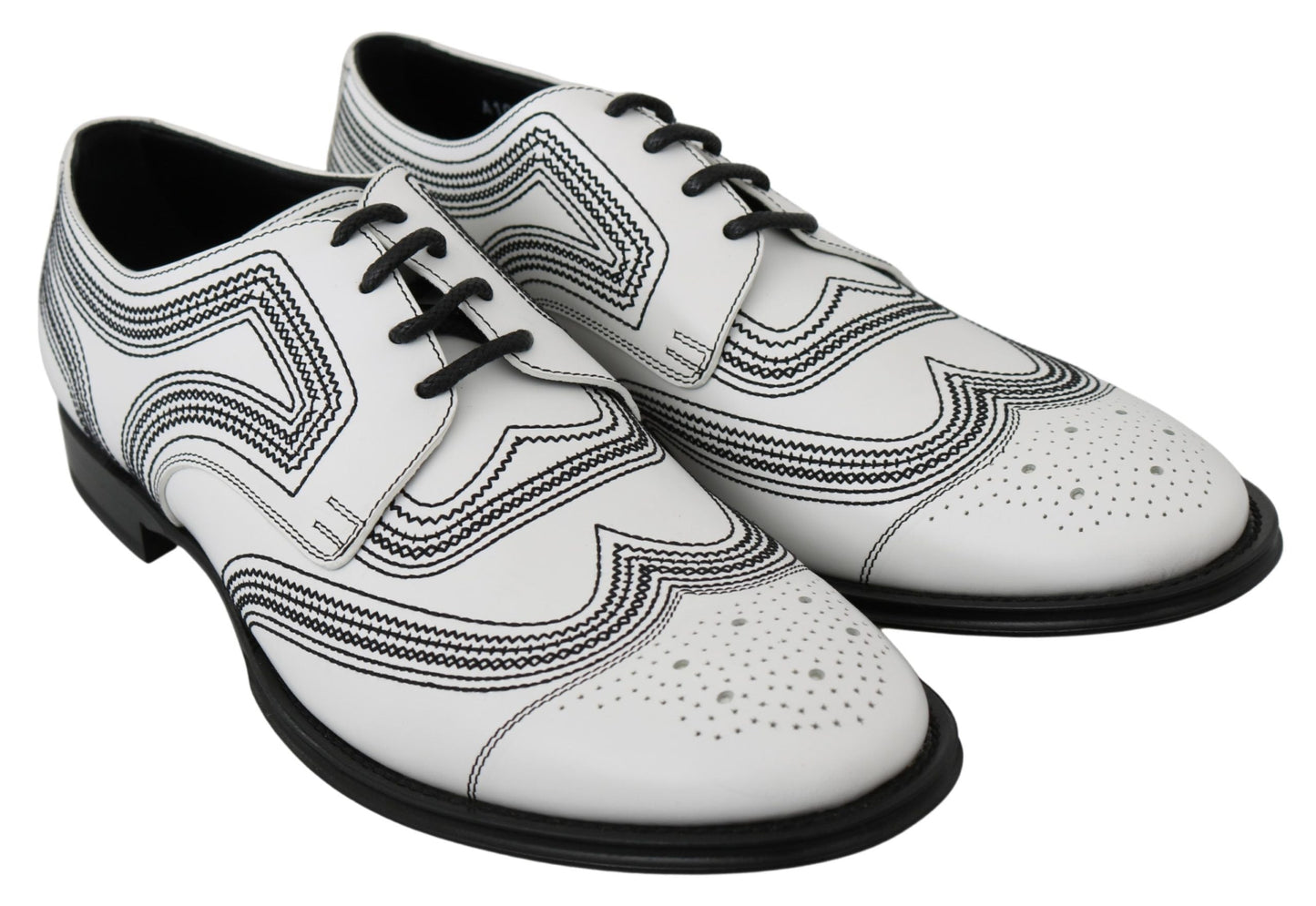 Dolce & Gabbana Elegant White Leather Derby Shoes - EU44/US11