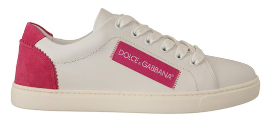 Dolce & Gabbana Elegant White Leather Low-Top Sneakers - EU36/US5.5