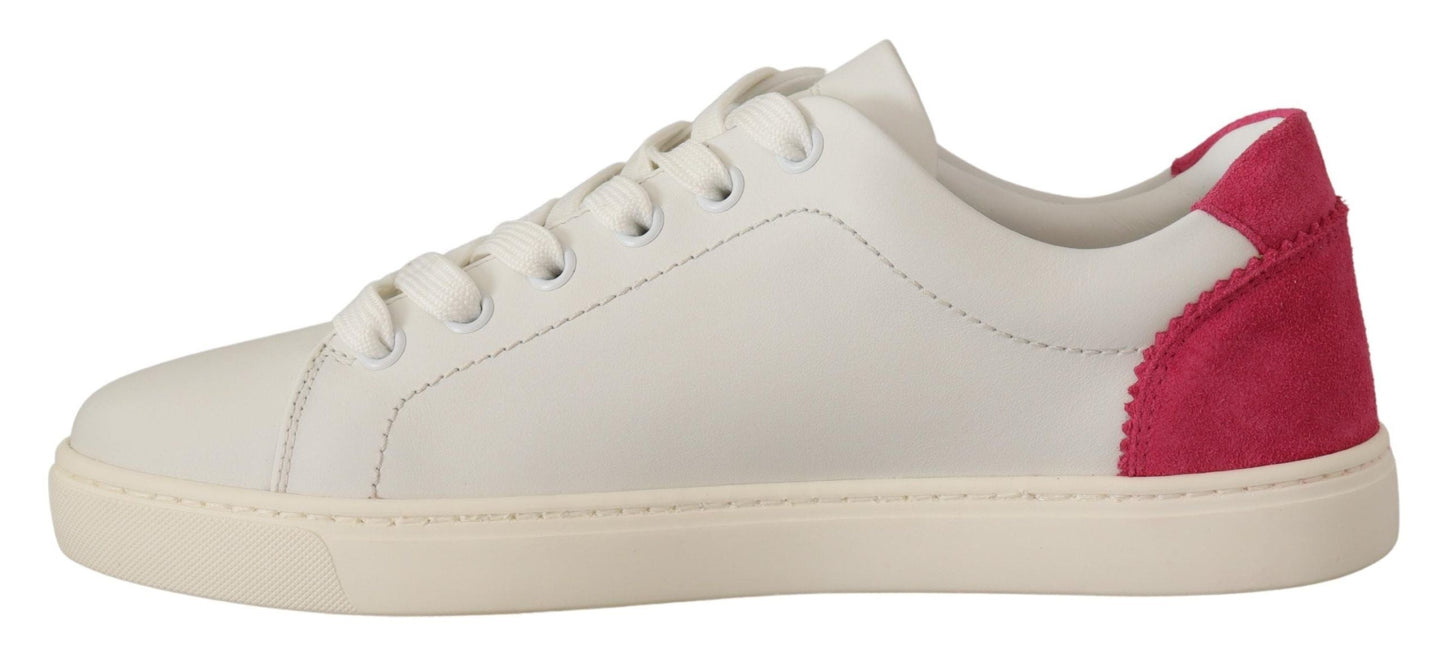 Dolce & Gabbana Elegant White Leather Low-Top Sneakers - EU36/US5.5