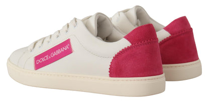 Dolce & Gabbana Elegant White Leather Low-Top Sneakers - EU36/US5.5