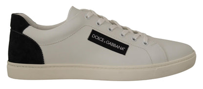 Dolce & Gabbana Elegant White Leather Low Top Sneakers - EU39.5/US6.5