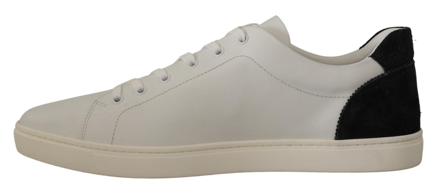 Dolce & Gabbana Elegant White Leather Low Top Sneakers - EU39.5/US6.5