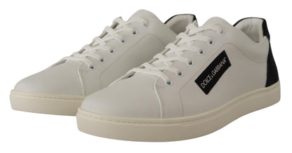 Dolce & Gabbana Elegant White Leather Low Top Sneakers - EU39.5/US6.5