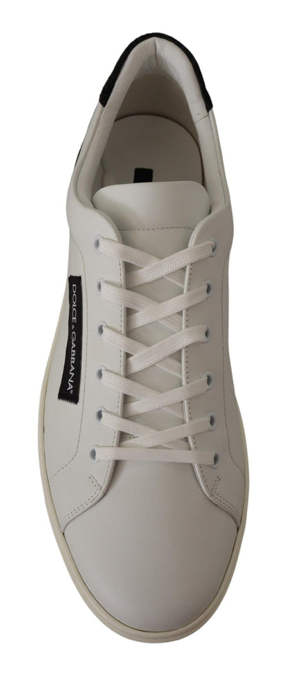 Dolce & Gabbana Elegant White Leather Low Top Sneakers - EU39.5/US6.5