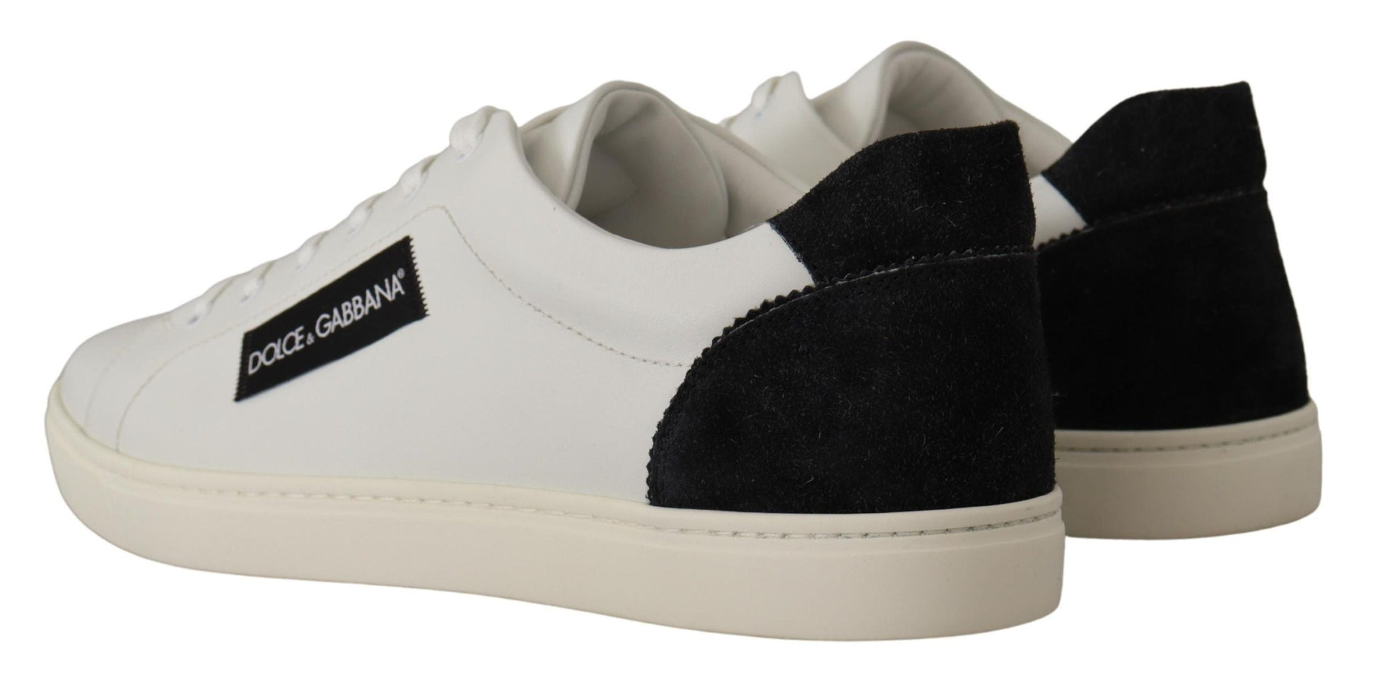 Dolce & Gabbana Elegant White Leather Low Top Sneakers - EU39.5/US6.5