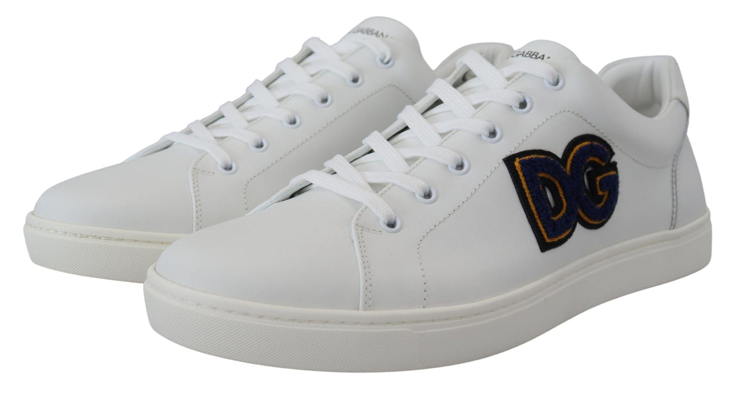 Dolce & Gabbana Elegant White Leather Men’s Sneakers - EU39.5/US6.5