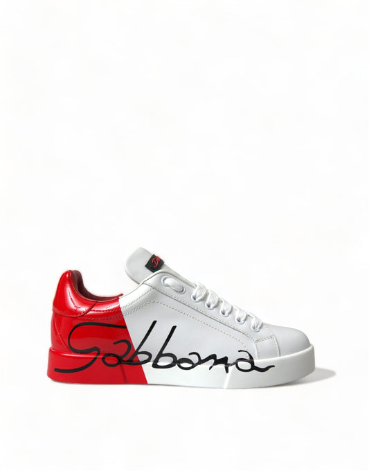 Dolce & Gabbana Elegant White Leather Portofino Sneakers - EU36/US5.5