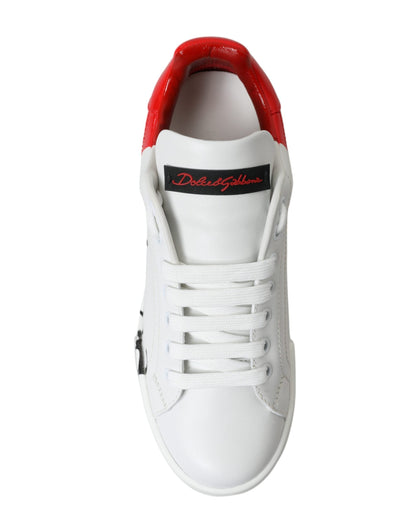 Dolce & Gabbana Elegant White Leather Portofino Sneakers - EU36/US5.5