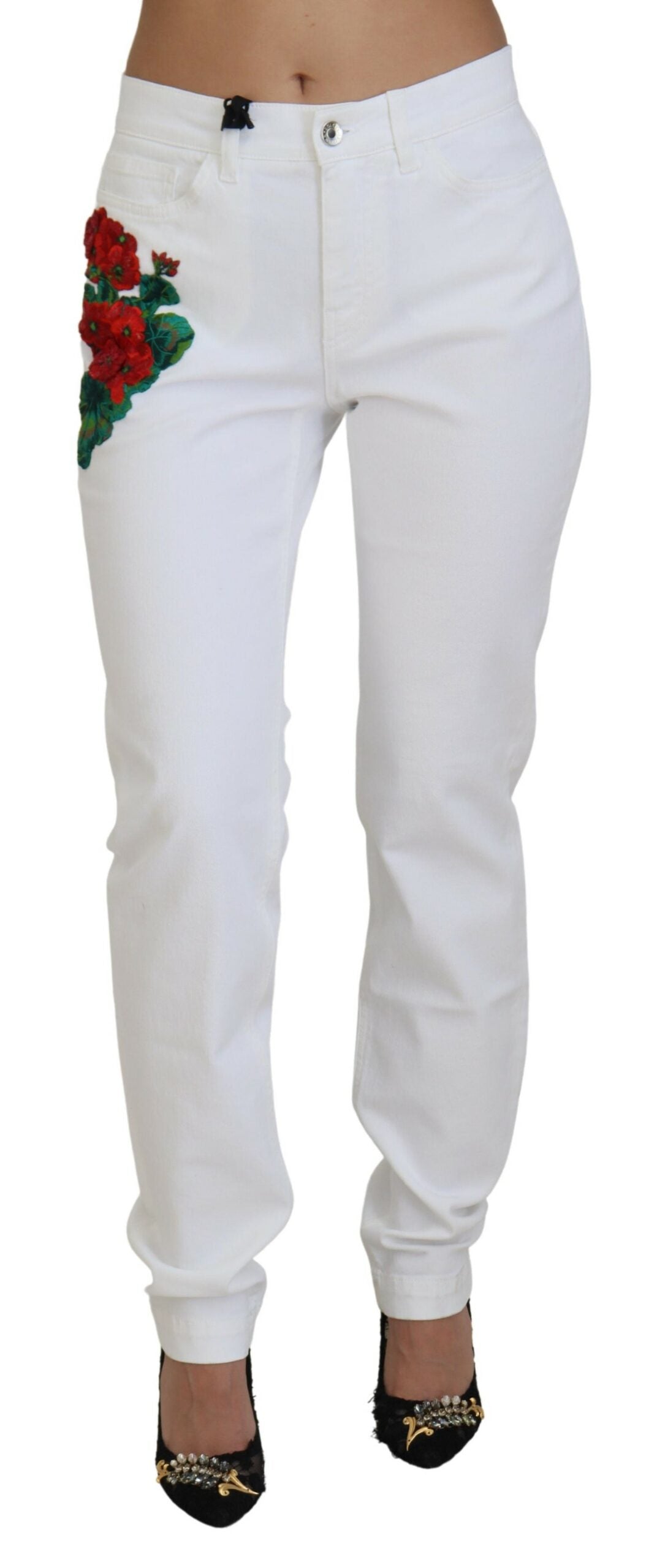 Dolce & Gabbana Elegant White Mid Waist Skinny Jeans - IT42|M