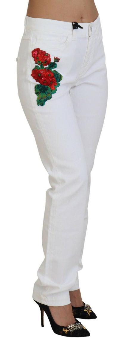 Dolce & Gabbana Elegant White Mid Waist Skinny Jeans - IT42|M