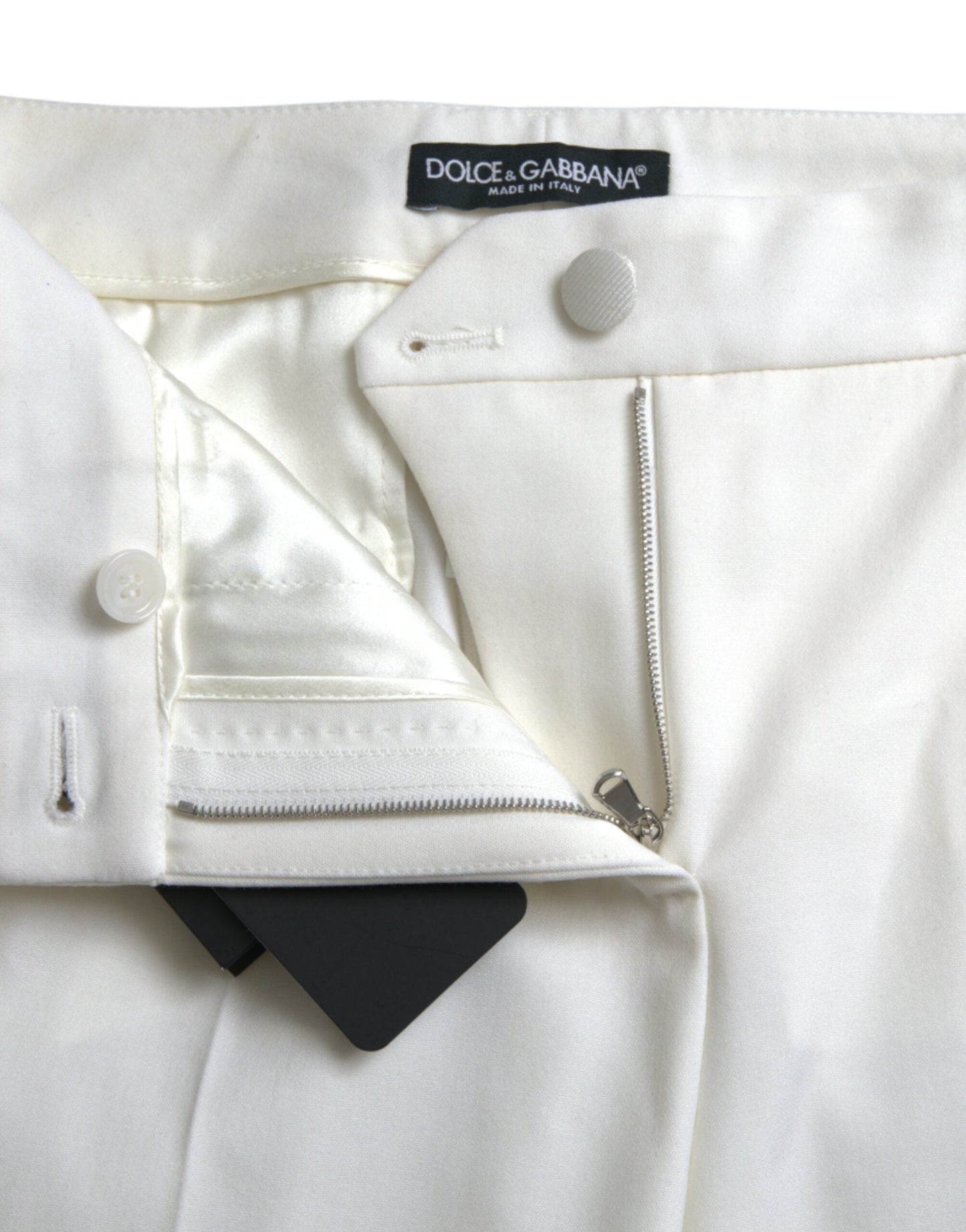 Dolce & Gabbana Elegant White Mid-Waist Tapered Pants - IT38 | XS