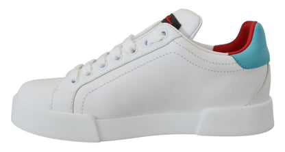 Dolce & Gabbana Elegant White Portofino Leather Sneakers - EU35/US4.5