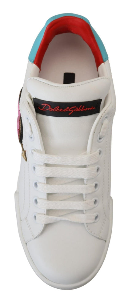 Dolce & Gabbana Elegant White Portofino Leather Sneakers - EU35/US4.5