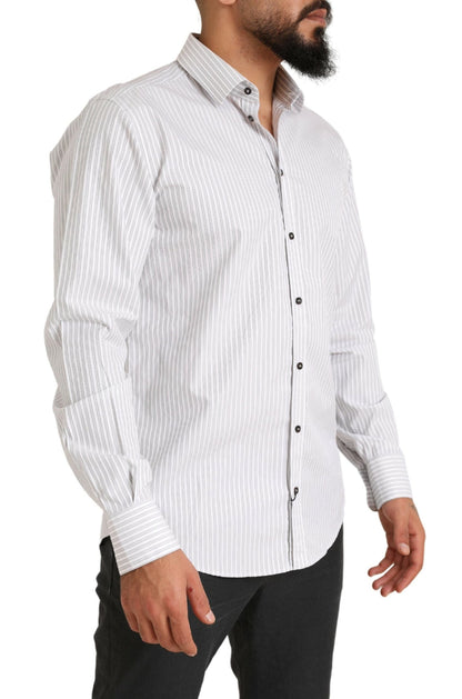 Dolce & Gabbana Elegant White Striped Cotton Dress Shirt - IT38 | XS