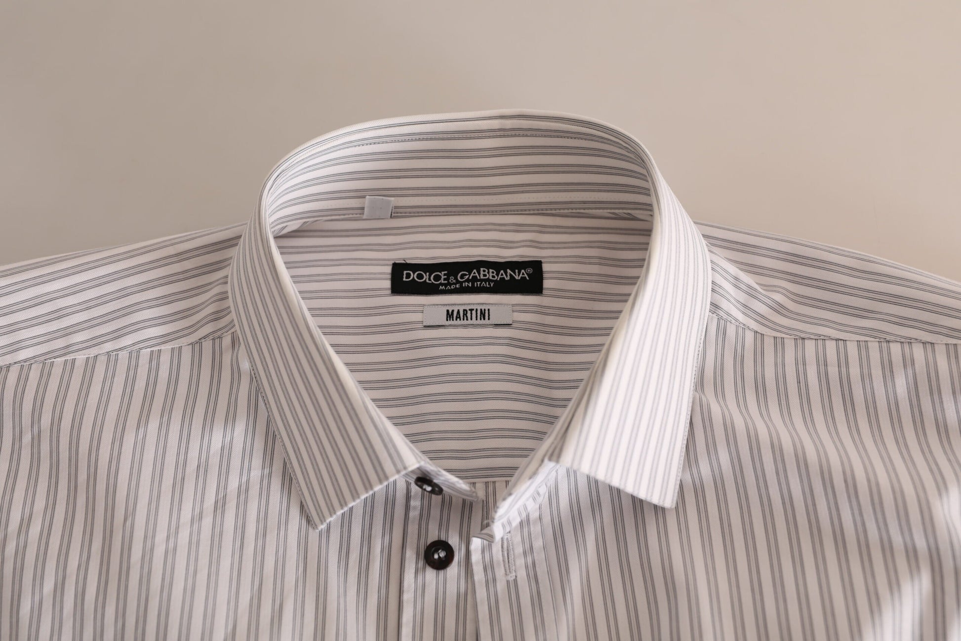 Dolce & Gabbana Elegant White Striped Cotton Dress Shirt - IT38 | XS