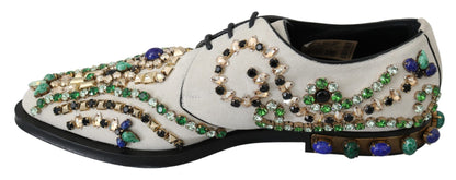 Dolce & Gabbana Elegant White Suede Dress Flats with Crystals - EU41/US10.5