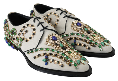 Dolce & Gabbana Elegant White Suede Dress Flats with Crystals - EU41/US10.5