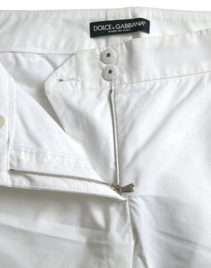 Dolce & Gabbana Elegant White Tapered Mid Waist Pants - IT38 | XS