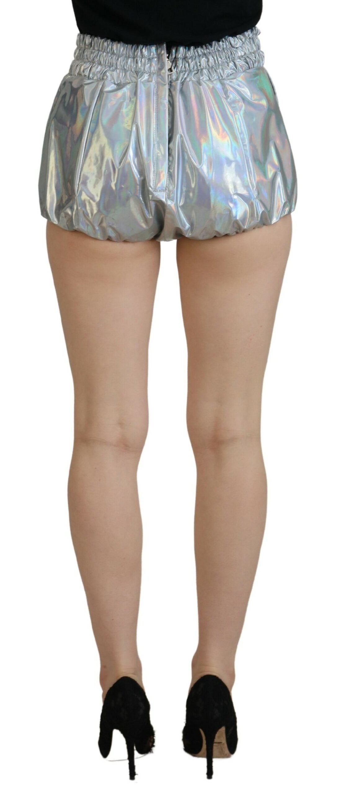 Dolce & Gabbana Elevated Elegance Silver High Waist Shorts - IT40|S