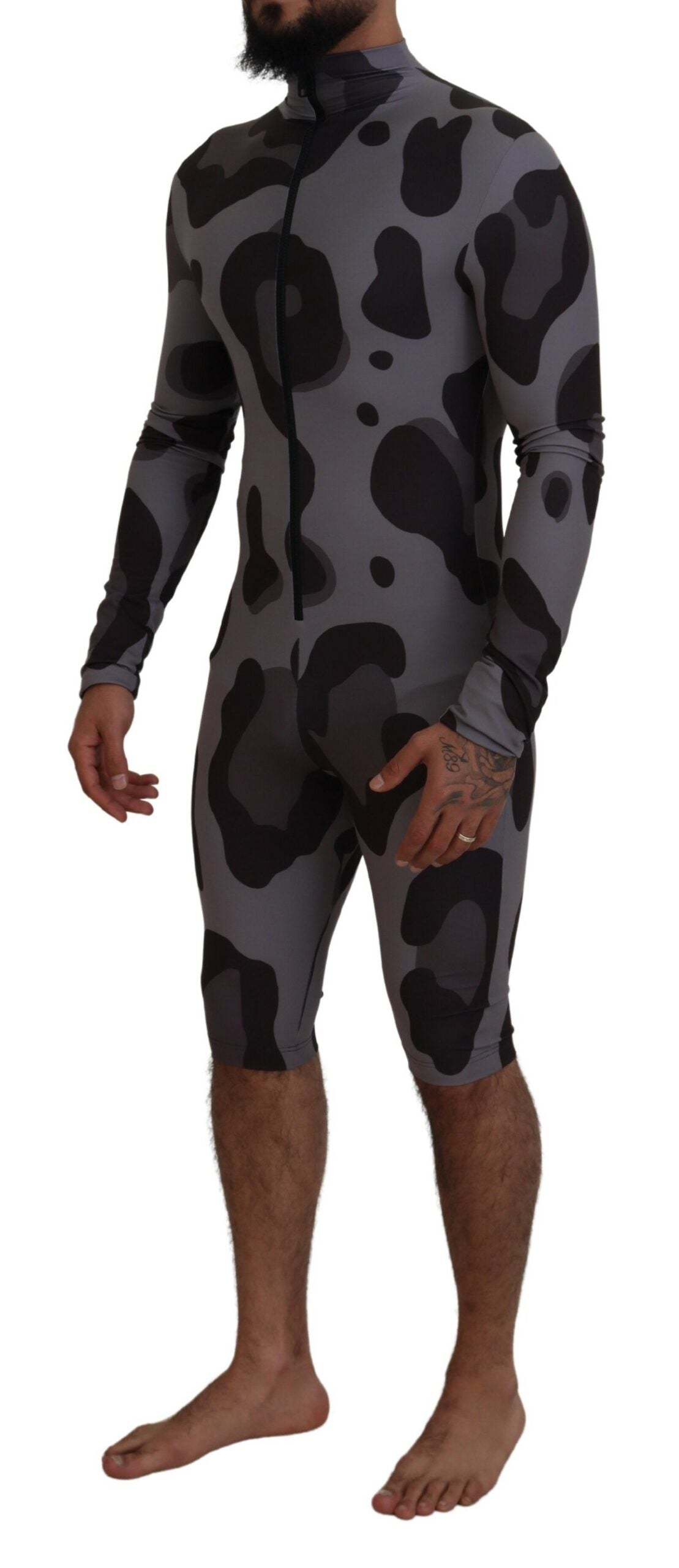 Dolce & Gabbana Elite Gray Patterned Men’s Wetsuit Swimwear - IT48 | M