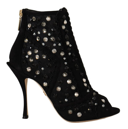 Dolce & Gabbana Embellished Crystal Short Boots - EU37.5/US7