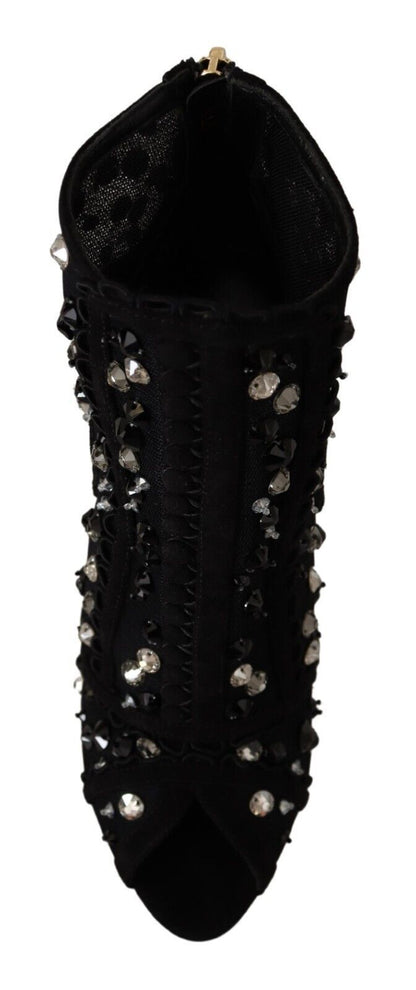 Dolce & Gabbana Embellished Crystal Short Boots - EU37.5/US7