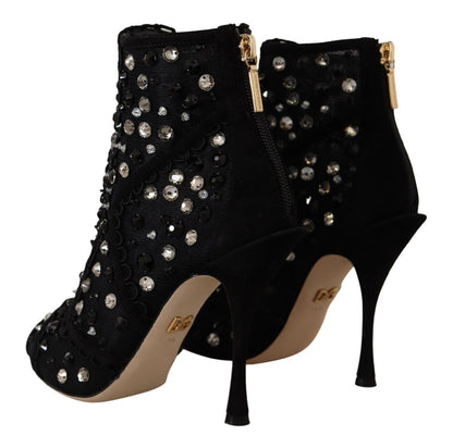 Dolce & Gabbana Embellished Crystal Short Boots - EU37.5/US7