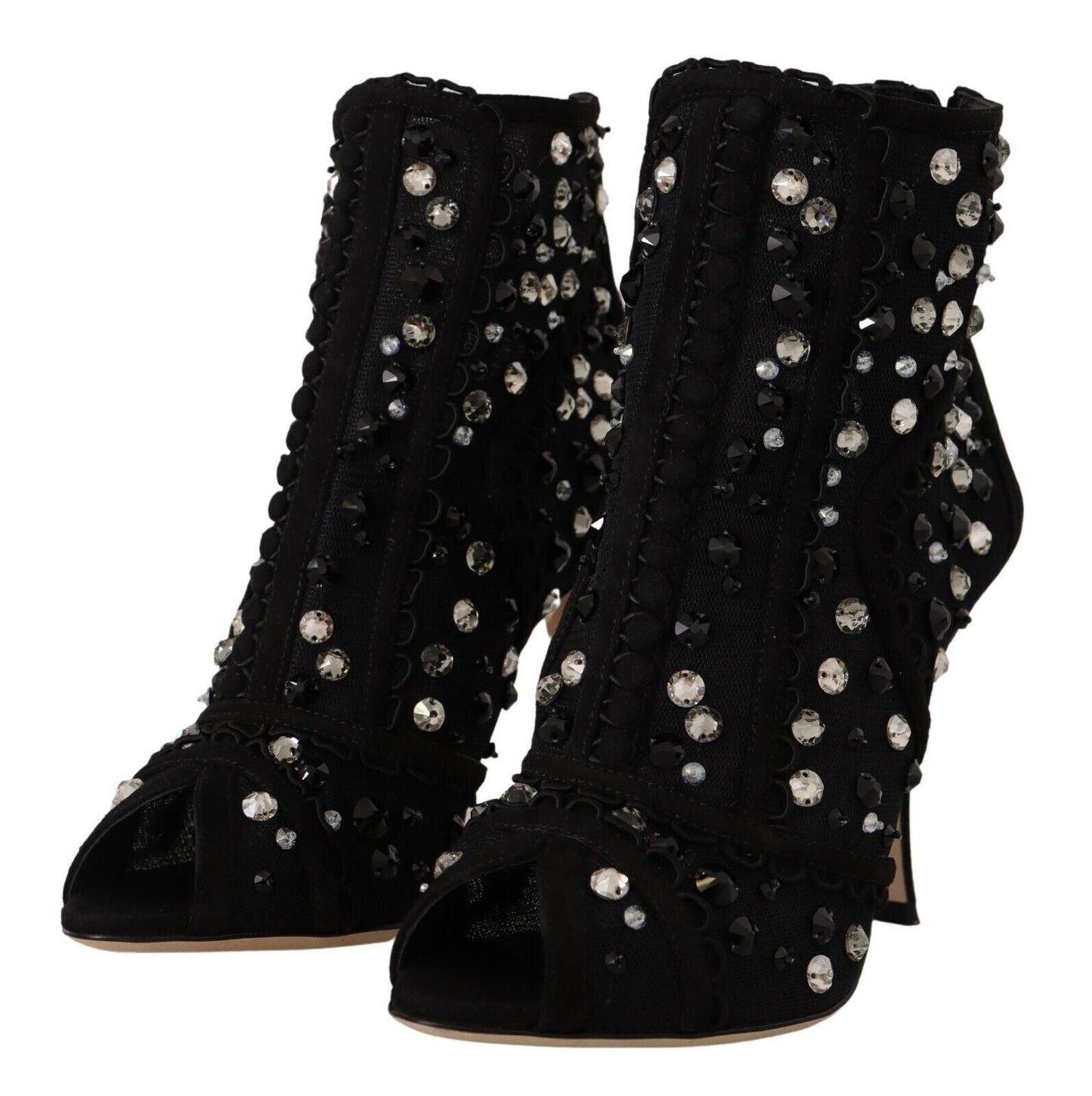 Dolce & Gabbana Embellished Crystal Short Boots - EU37.5/US7