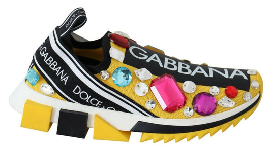 Dolce & Gabbana Embellished Yellow Sorrento Sneakers - EU36/US5.5