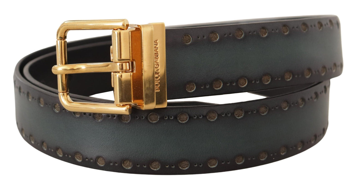 Dolce & Gabbana Emerald Elegance Leather Belt - 90 cm / 36 Inches