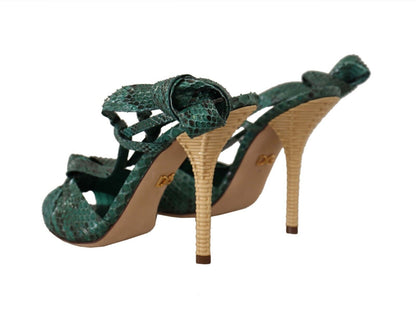 Dolce & Gabbana Emerald Exotic Leather Heeled Sandals - EU37/US6.5