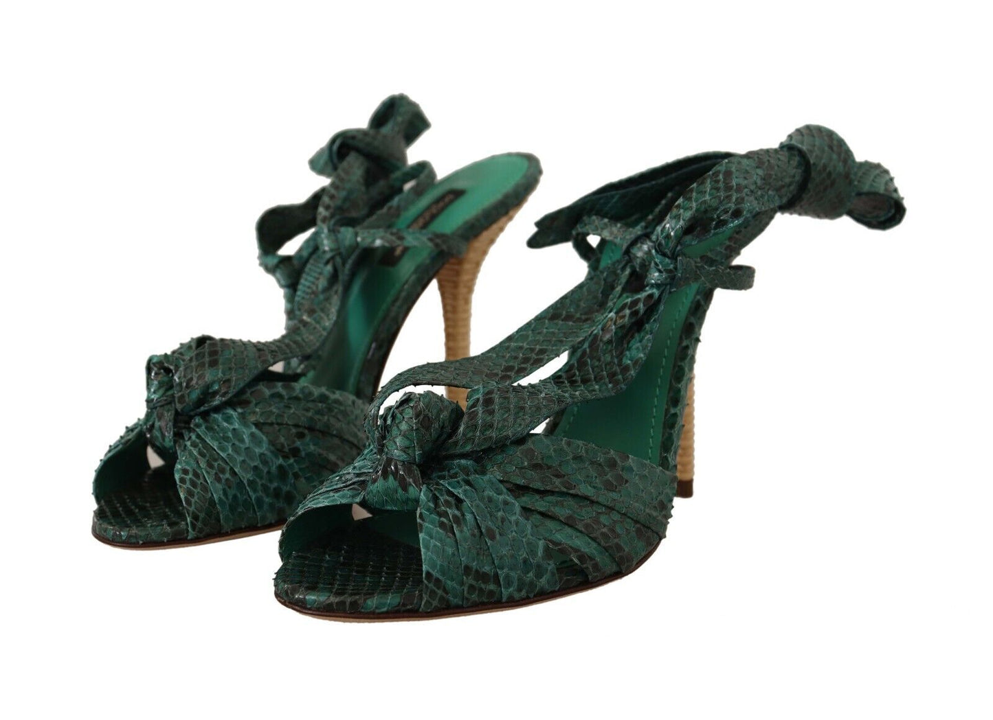 Dolce & Gabbana Emerald Exotic Leather Heeled Sandals - EU37/US6.5