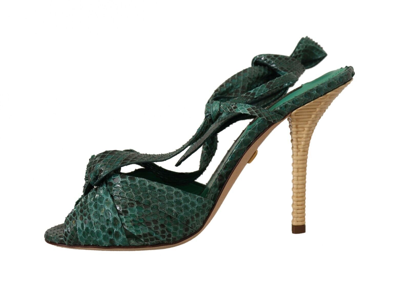 Dolce & Gabbana Emerald Exotic Leather Heeled Sandals - EU37/US6.5