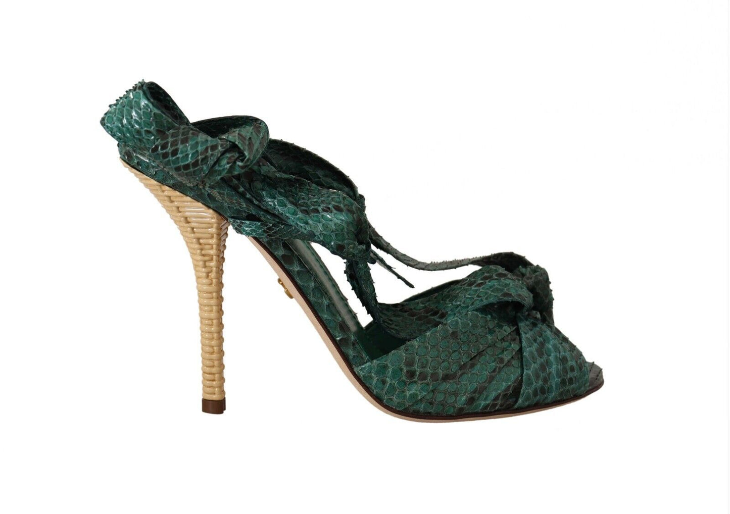 Dolce & Gabbana Emerald Exotic Leather Heeled Sandals - EU37/US6.5