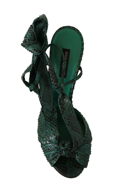 Dolce & Gabbana Emerald Exotic Leather Heeled Sandals - EU37/US6.5