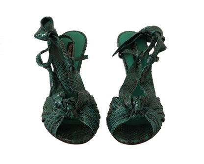 Dolce & Gabbana Emerald Exotic Leather Heeled Sandals - EU37/US6.5