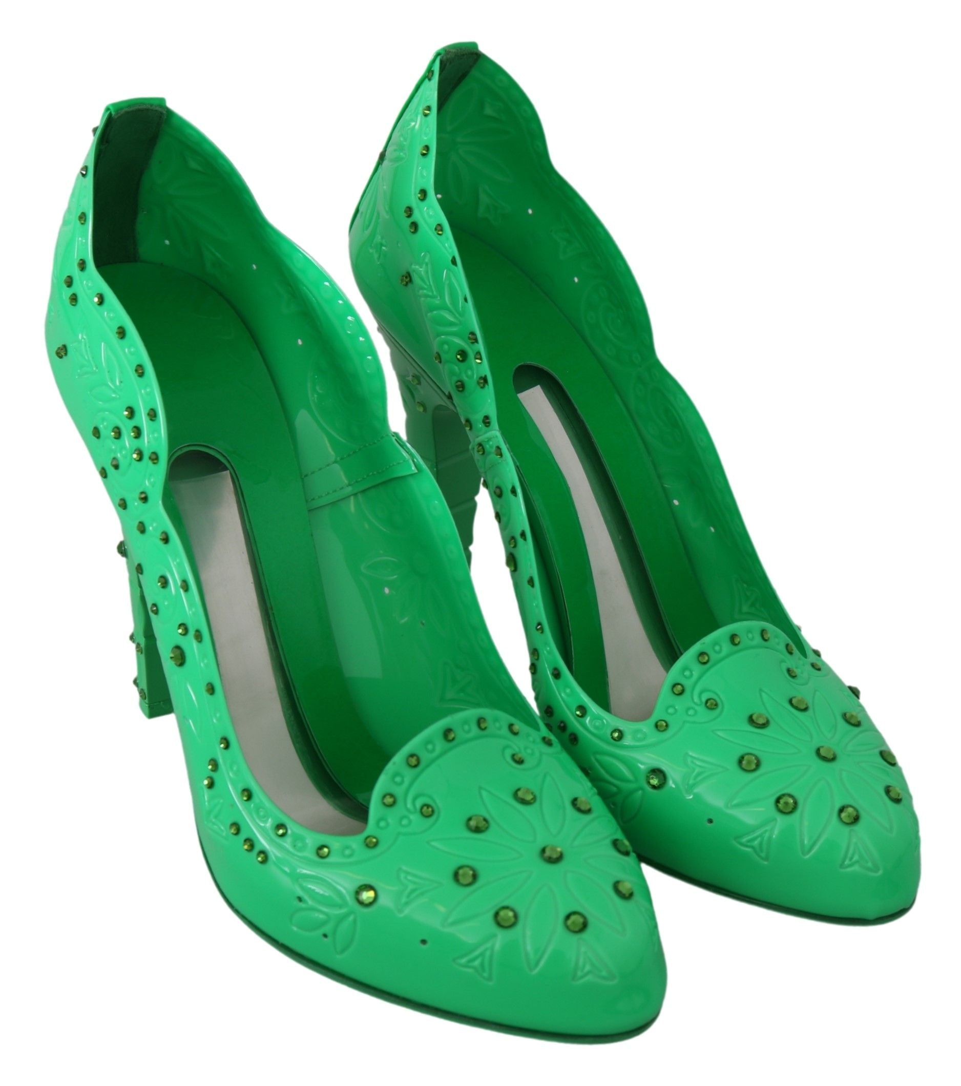 Dolce & Gabbana Enchanting Crystal Cinderella Pumps in Lush Green - EU39/US8.5