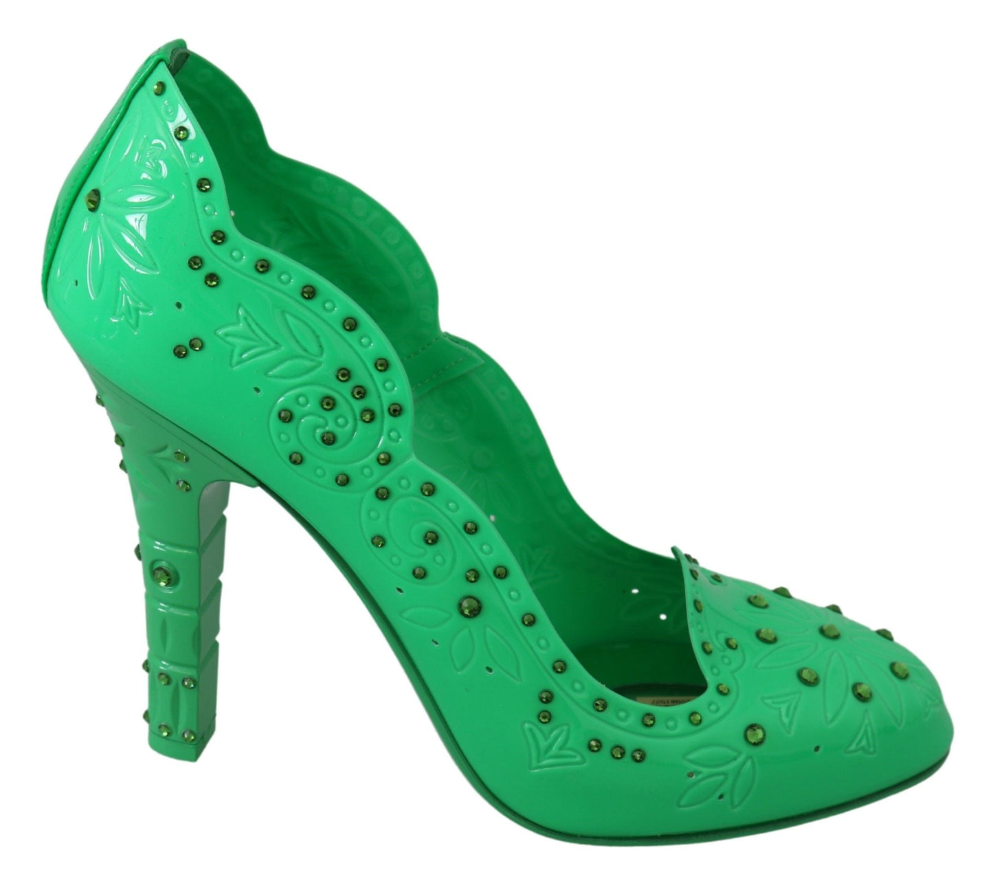 Dolce & Gabbana Enchanting Crystal Cinderella Pumps in Lush Green - EU39/US8.5