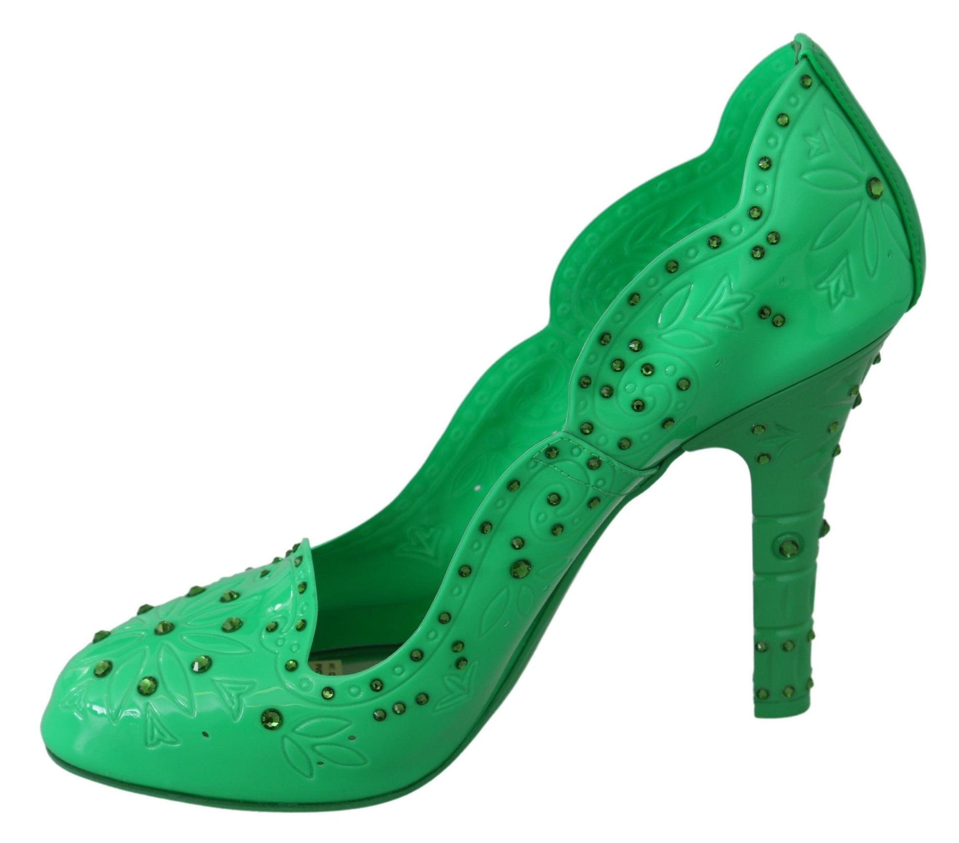 Dolce & Gabbana Enchanting Crystal Cinderella Pumps in Lush Green - EU39/US8.5