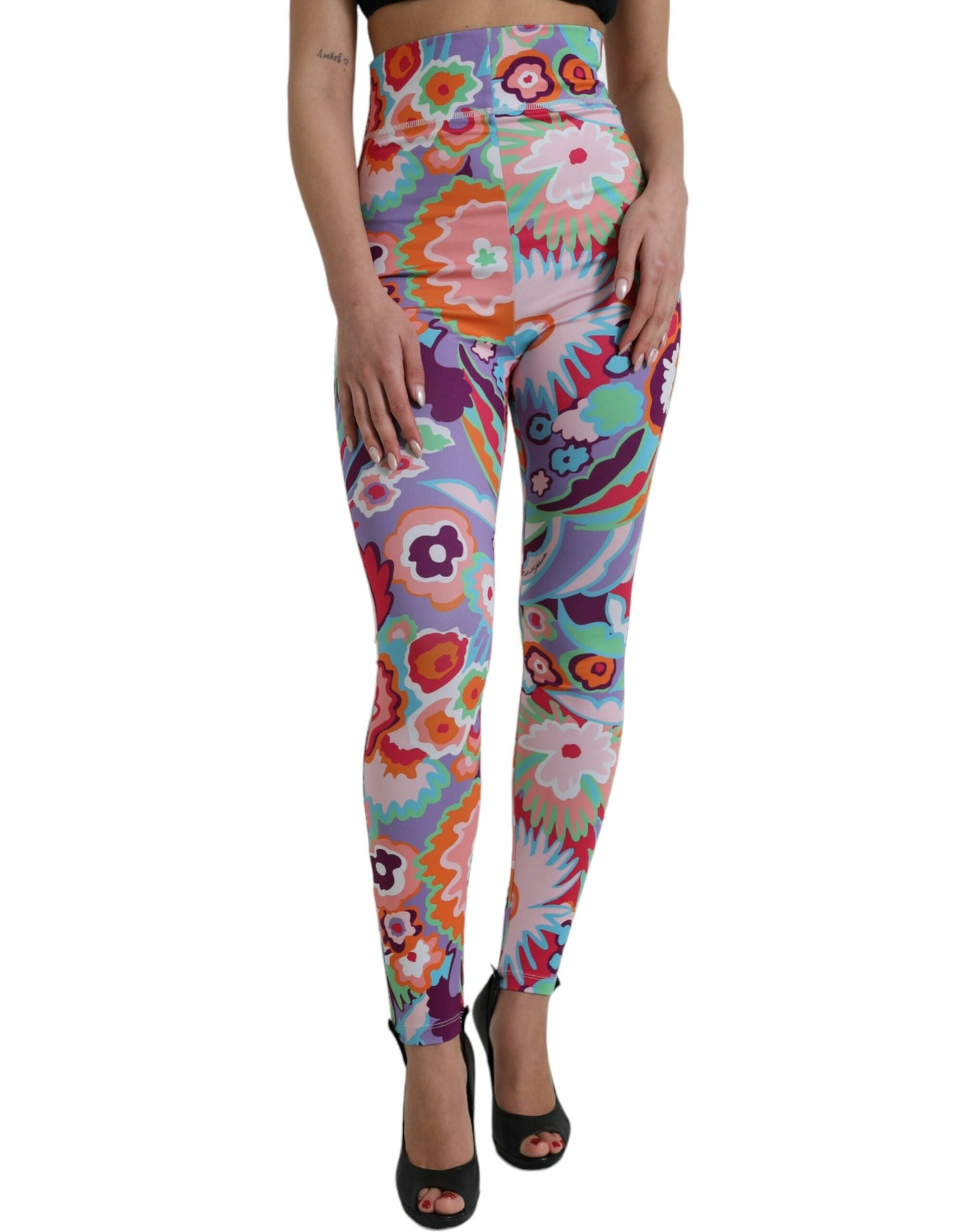 Dolce & Gabbana Enchanting Floral Print High-Waist Leggings - IT40|S